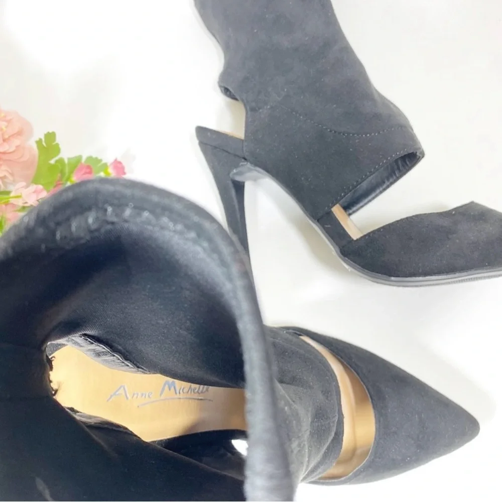 ANNE MICHELLE Dedicate Black Suede Pointed
Toe Stiletto Heel Bootie - Picture 7 of 9